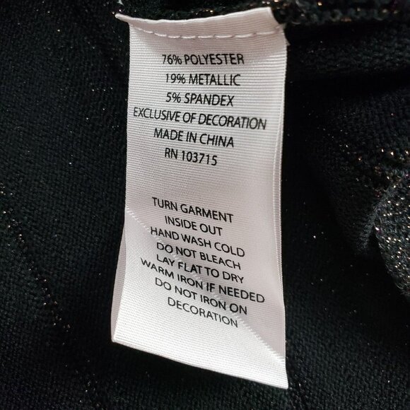 Nanette Lepore Metallic Fit Flare Dress Womens Medium Black Striped 3/4 Sleeve - Picture 13 of 15